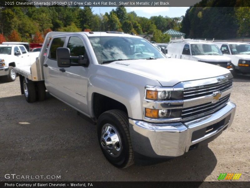 Silver Ice Metallic / Jet Black 2015 Chevrolet Silverado 3500HD LT Crew Cab 4x4 Flat Bed
