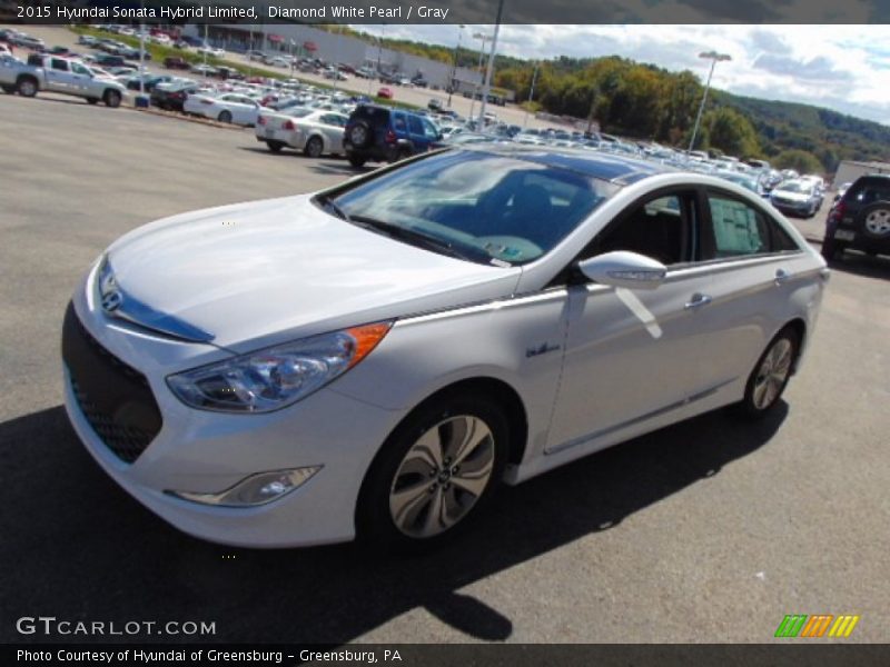 Diamond White Pearl / Gray 2015 Hyundai Sonata Hybrid Limited