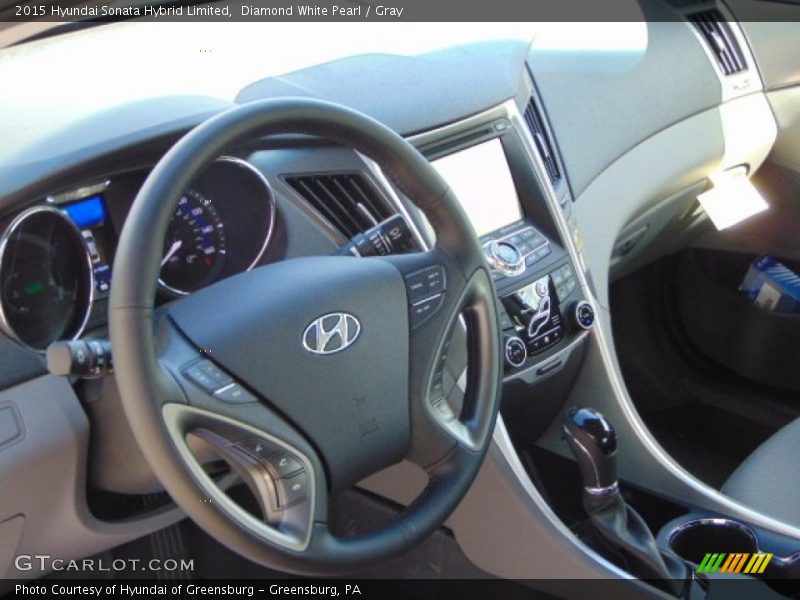 Diamond White Pearl / Gray 2015 Hyundai Sonata Hybrid Limited