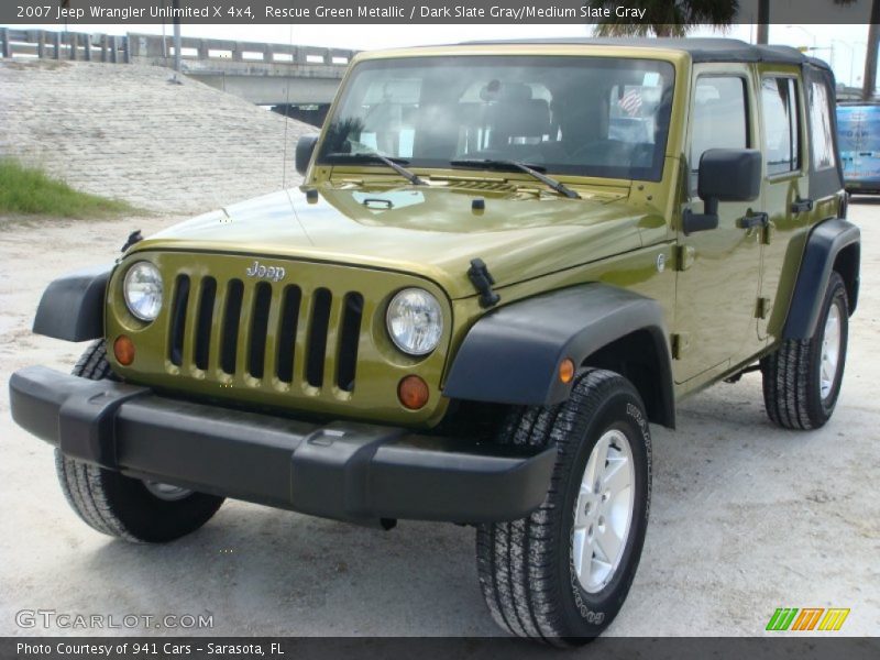 Rescue Green Metallic / Dark Slate Gray/Medium Slate Gray 2007 Jeep Wrangler Unlimited X 4x4