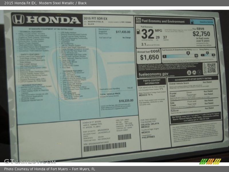  2015 Fit EX Window Sticker