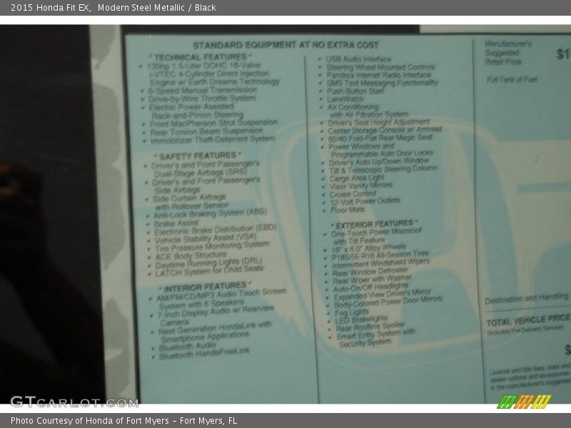 Modern Steel Metallic / Black 2015 Honda Fit EX