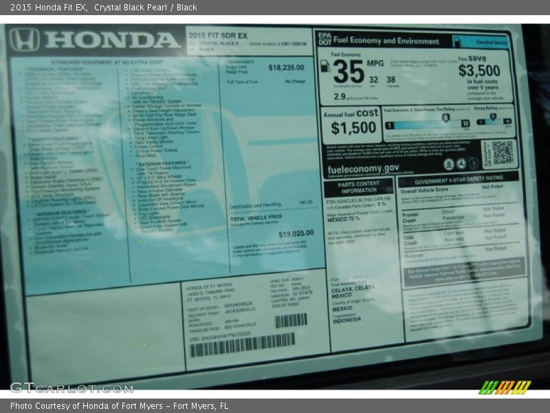 Crystal Black Pearl / Black 2015 Honda Fit EX