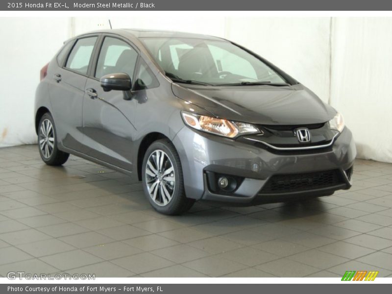 Modern Steel Metallic / Black 2015 Honda Fit EX-L