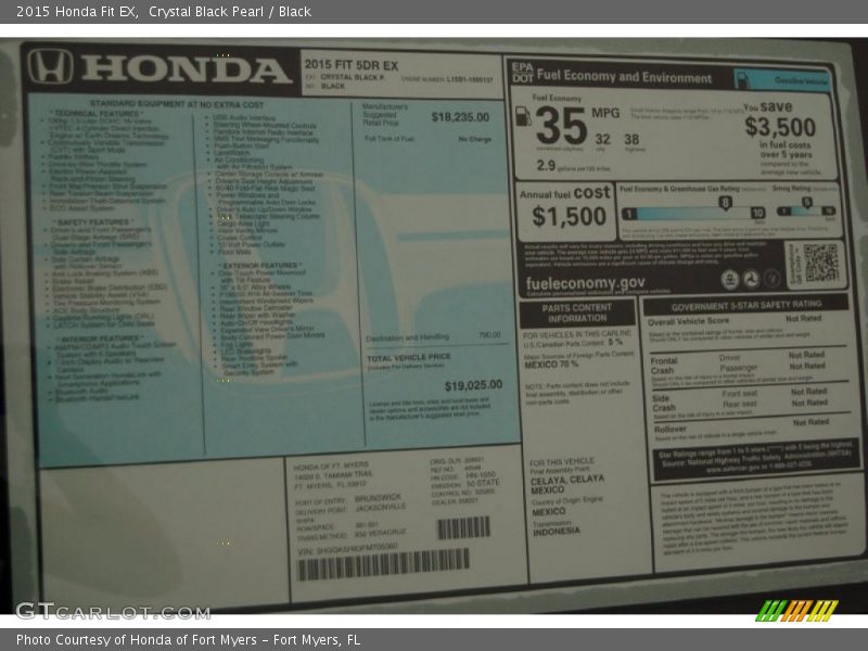 Crystal Black Pearl / Black 2015 Honda Fit EX