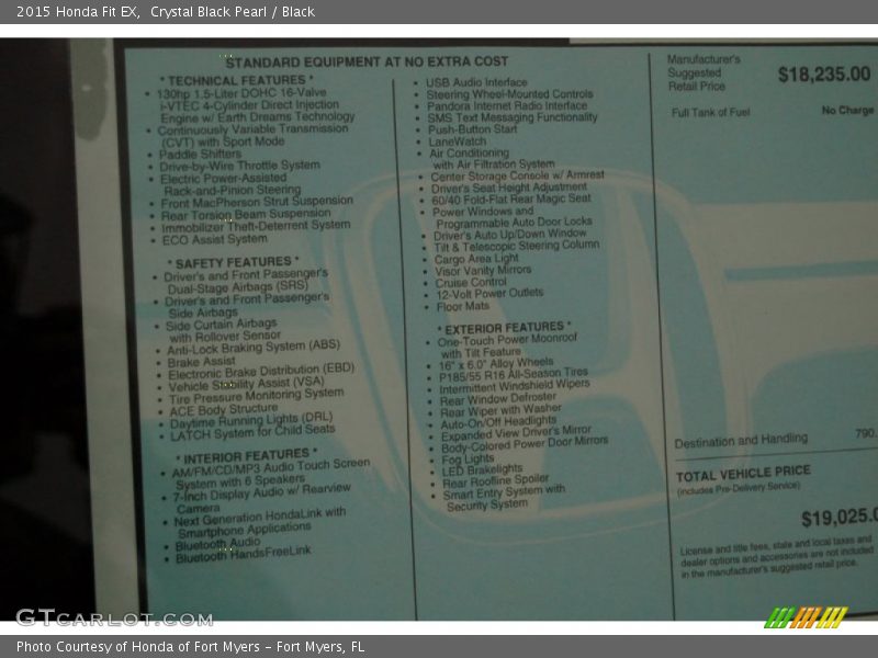 Crystal Black Pearl / Black 2015 Honda Fit EX
