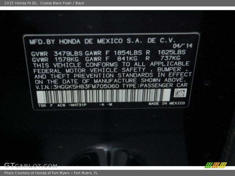 Crystal Black Pearl / Black 2015 Honda Fit EX