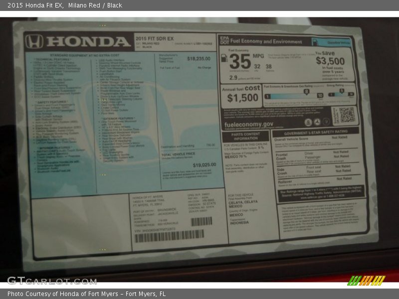  2015 Fit EX Window Sticker