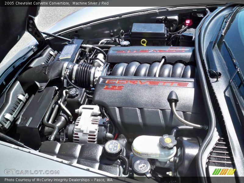 Machine Silver / Red 2005 Chevrolet Corvette Convertible