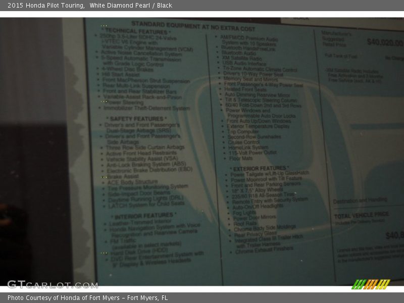 White Diamond Pearl / Black 2015 Honda Pilot Touring