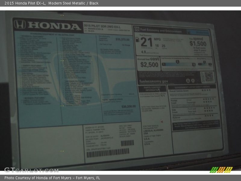 Modern Steel Metallic / Black 2015 Honda Pilot EX-L