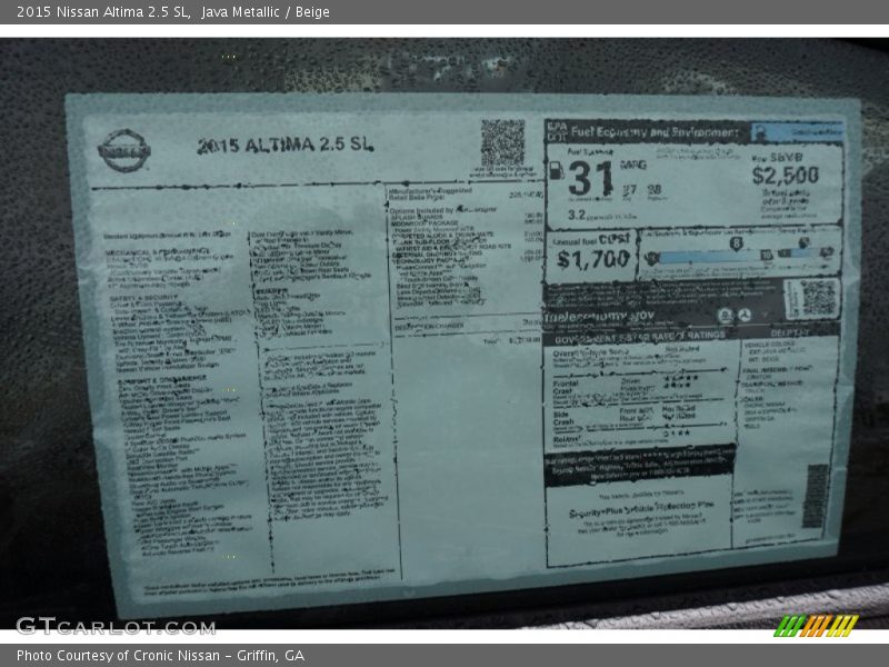 Java Metallic / Beige 2015 Nissan Altima 2.5 SL