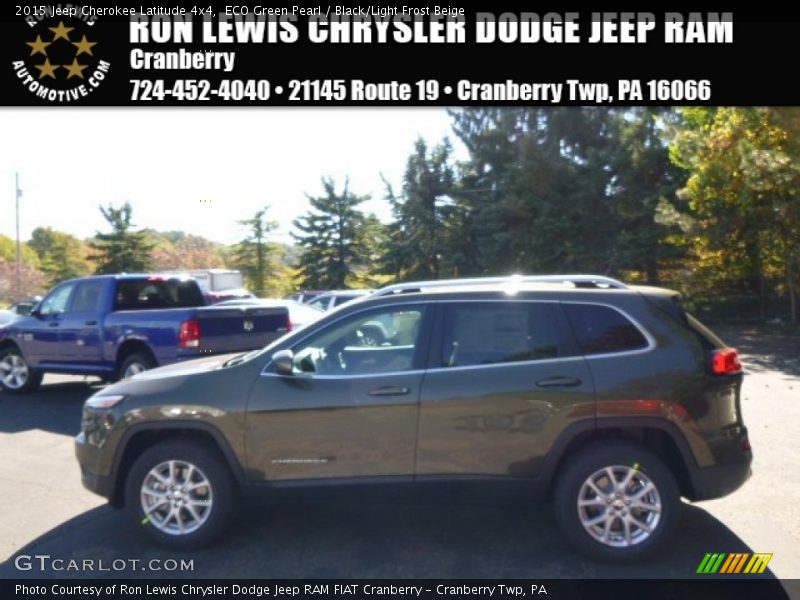 ECO Green Pearl / Black/Light Frost Beige 2015 Jeep Cherokee Latitude 4x4