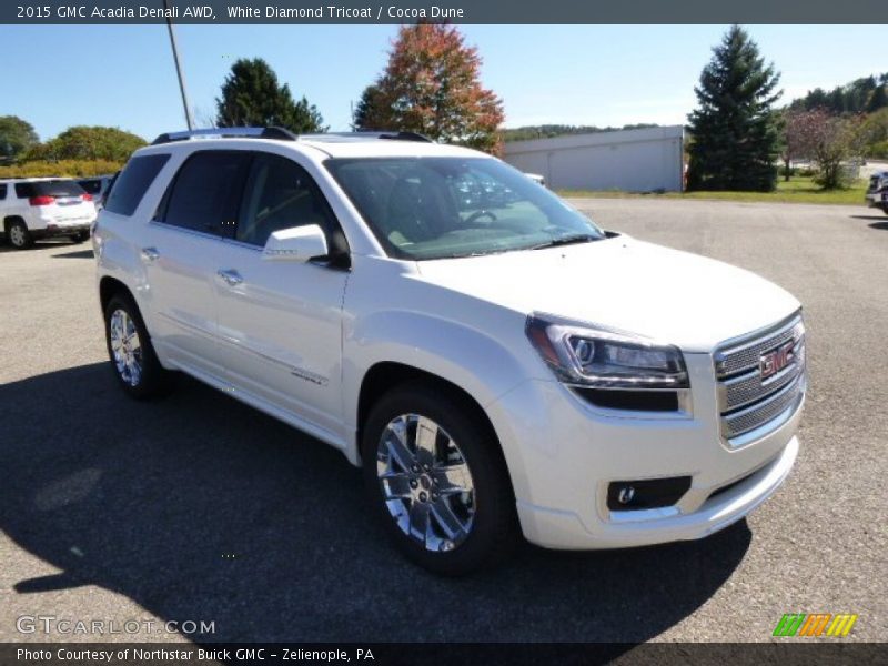 White Diamond Tricoat / Cocoa Dune 2015 GMC Acadia Denali AWD