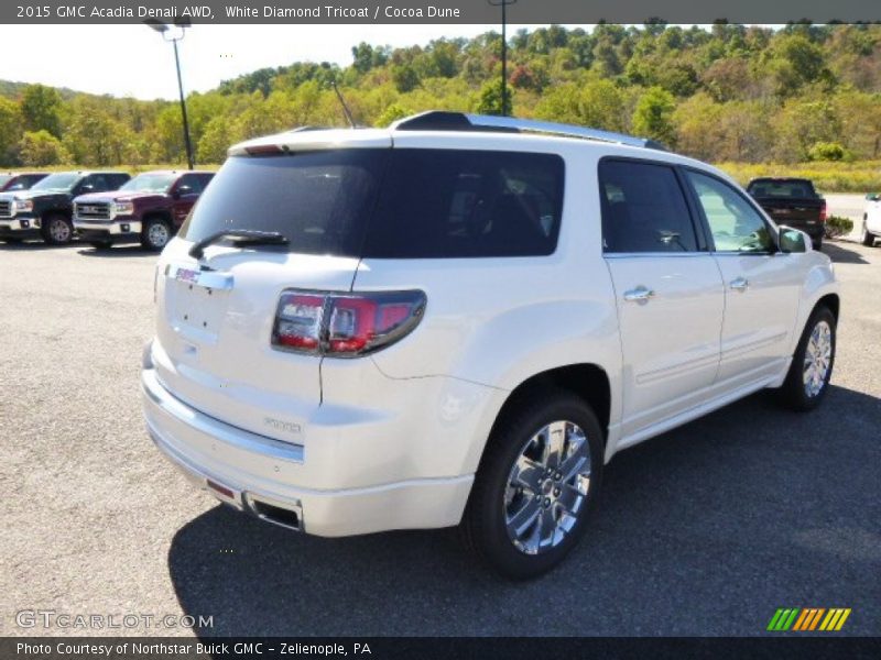 White Diamond Tricoat / Cocoa Dune 2015 GMC Acadia Denali AWD