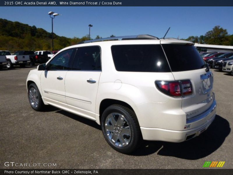 White Diamond Tricoat / Cocoa Dune 2015 GMC Acadia Denali AWD