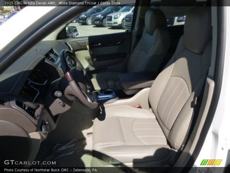 White Diamond Tricoat / Cocoa Dune 2015 GMC Acadia Denali AWD