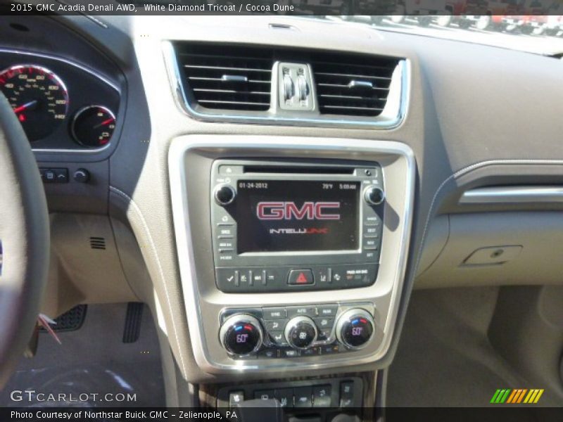 White Diamond Tricoat / Cocoa Dune 2015 GMC Acadia Denali AWD