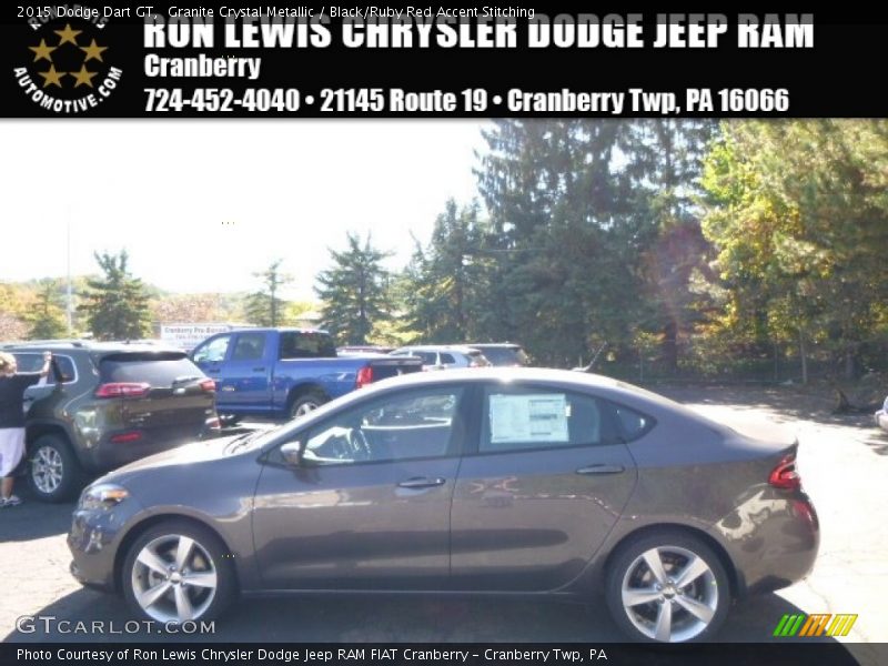 Granite Crystal Metallic / Black/Ruby Red Accent Stitching 2015 Dodge Dart GT
