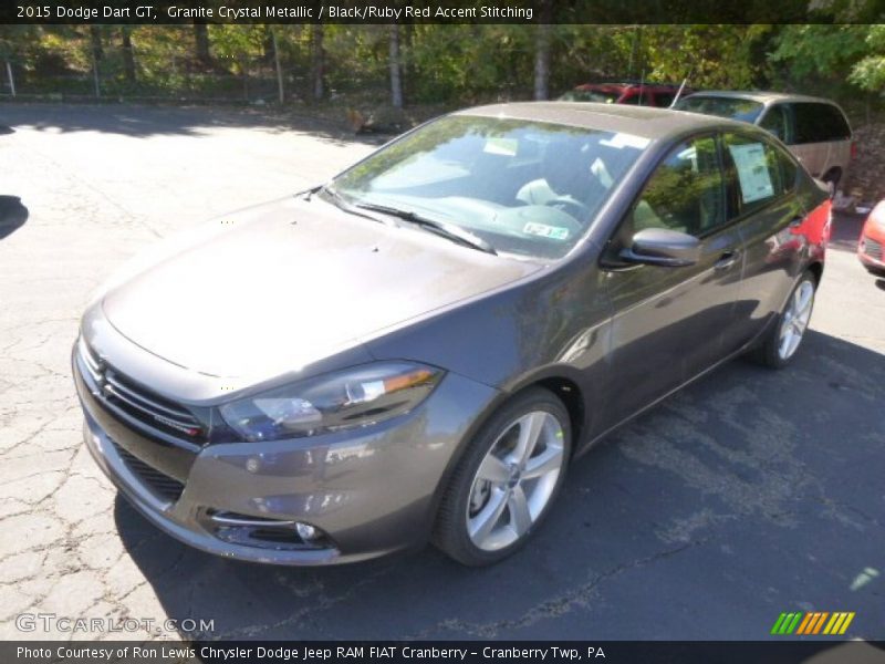 Granite Crystal Metallic / Black/Ruby Red Accent Stitching 2015 Dodge Dart GT