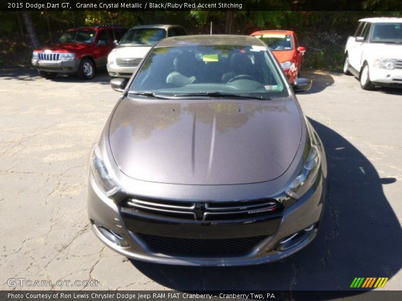Granite Crystal Metallic / Black/Ruby Red Accent Stitching 2015 Dodge Dart GT