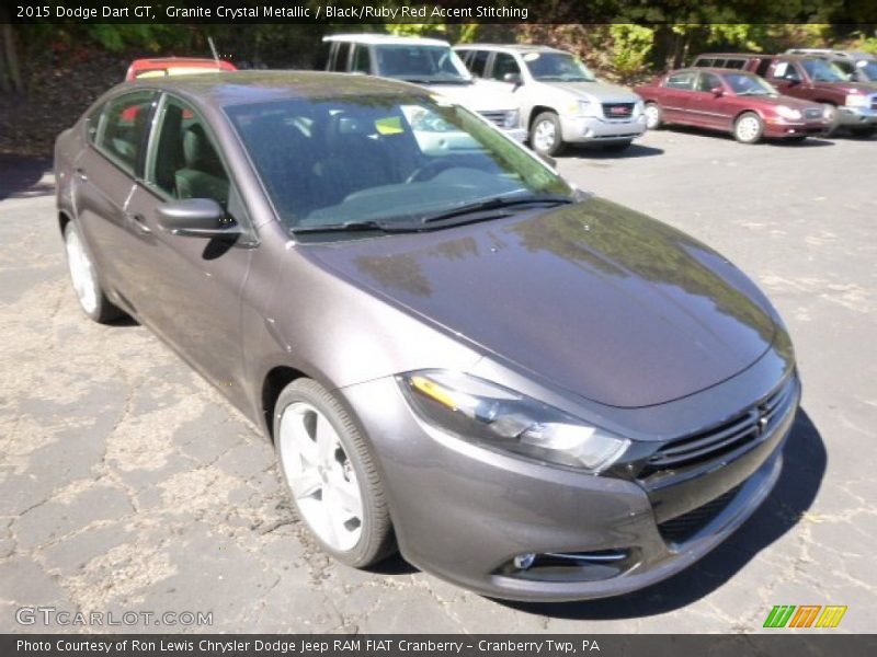 Granite Crystal Metallic / Black/Ruby Red Accent Stitching 2015 Dodge Dart GT