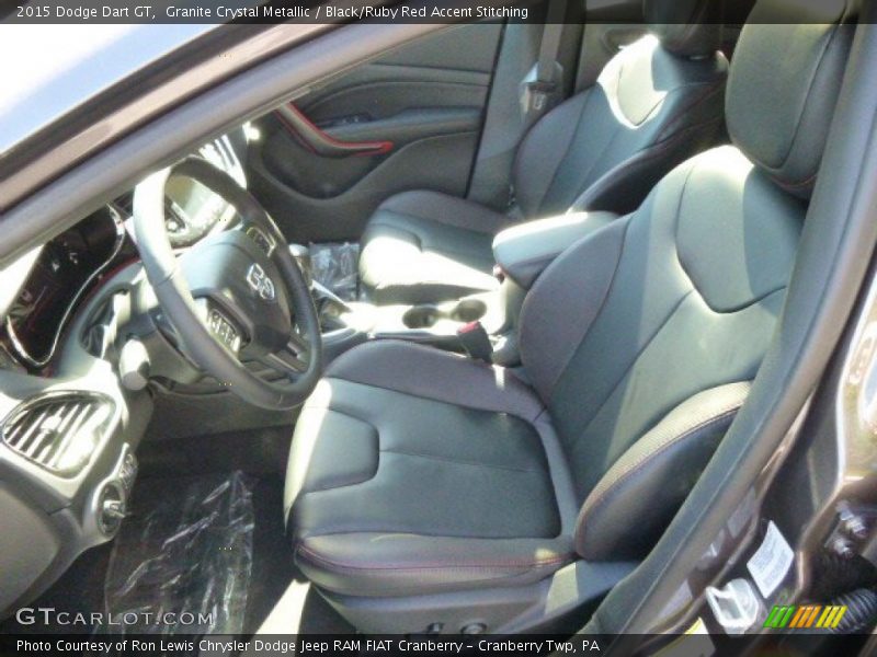 Granite Crystal Metallic / Black/Ruby Red Accent Stitching 2015 Dodge Dart GT