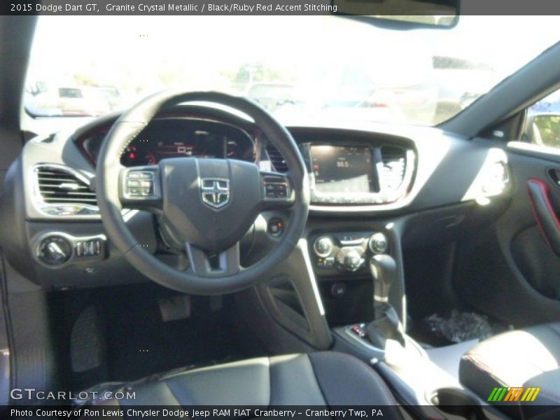 Granite Crystal Metallic / Black/Ruby Red Accent Stitching 2015 Dodge Dart GT