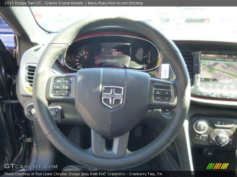 Granite Crystal Metallic / Black/Ruby Red Accent Stitching 2015 Dodge Dart GT