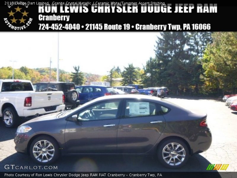 Granite Crystal Metallic / Ceramic White/Tungsten Accent Stitching 2015 Dodge Dart Limited