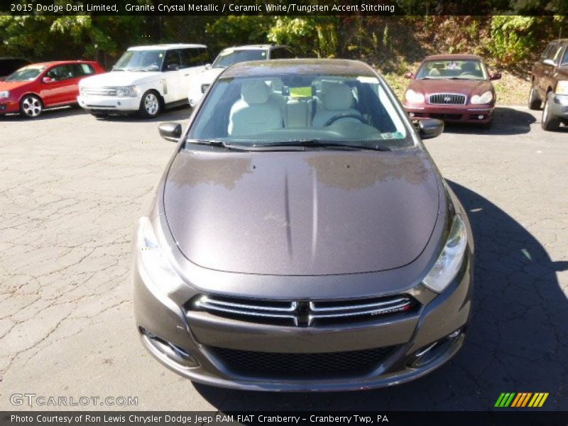 Granite Crystal Metallic / Ceramic White/Tungsten Accent Stitching 2015 Dodge Dart Limited
