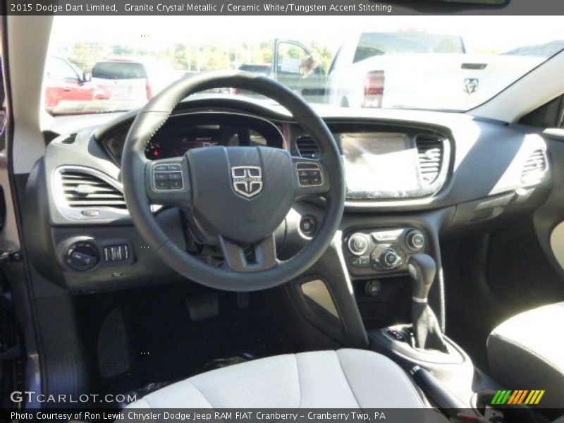 Granite Crystal Metallic / Ceramic White/Tungsten Accent Stitching 2015 Dodge Dart Limited