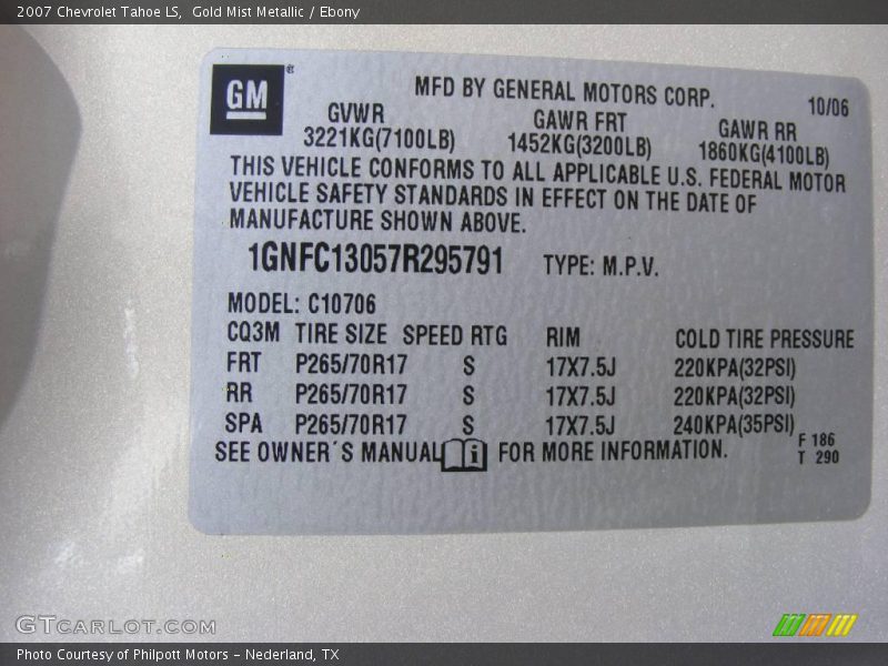 Gold Mist Metallic / Ebony 2007 Chevrolet Tahoe LS