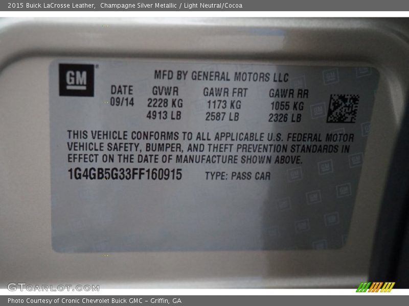 Champagne Silver Metallic / Light Neutral/Cocoa 2015 Buick LaCrosse Leather