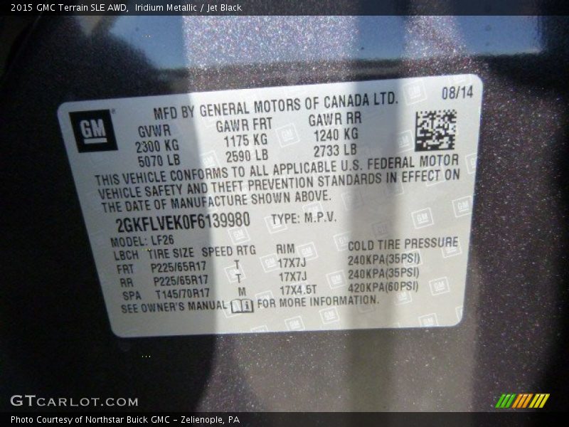 Iridium Metallic / Jet Black 2015 GMC Terrain SLE AWD