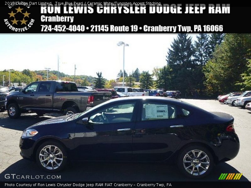 True Blue Pearl / Ceramic White/Tungsten Accent Stitching 2015 Dodge Dart Limited