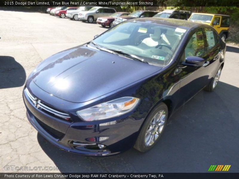 True Blue Pearl / Ceramic White/Tungsten Accent Stitching 2015 Dodge Dart Limited