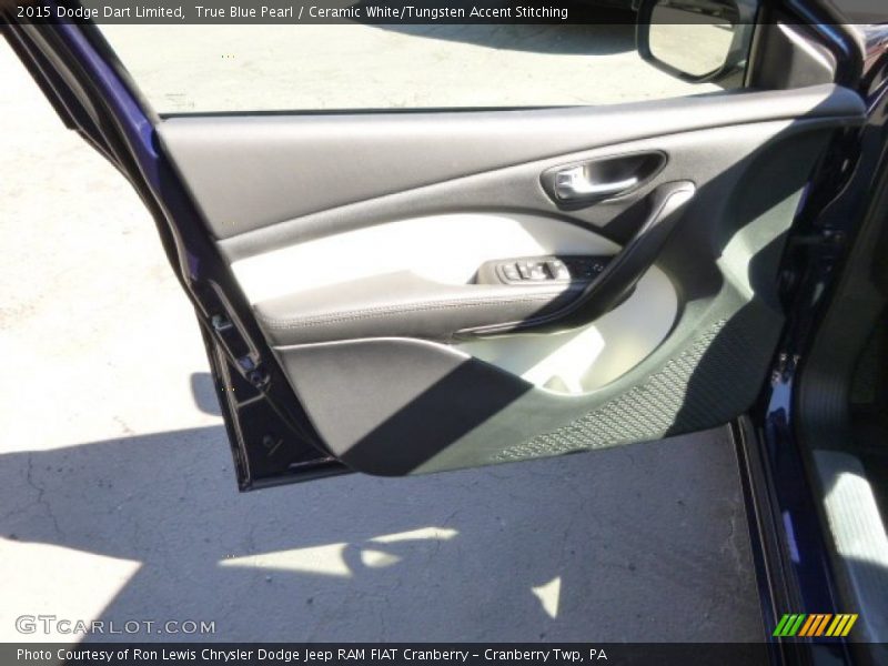 True Blue Pearl / Ceramic White/Tungsten Accent Stitching 2015 Dodge Dart Limited