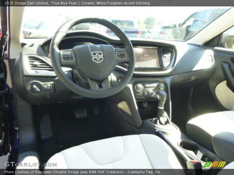 True Blue Pearl / Ceramic White/Tungsten Accent Stitching 2015 Dodge Dart Limited