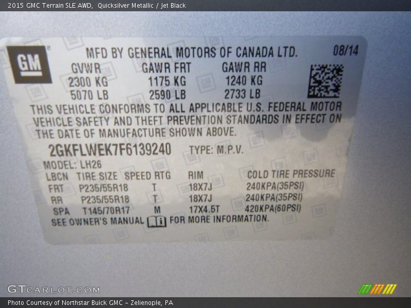 Quicksilver Metallic / Jet Black 2015 GMC Terrain SLE AWD