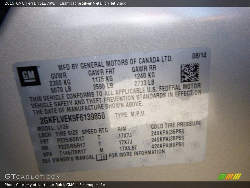 Champagne Silver Metallic / Jet Black 2015 GMC Terrain SLE AWD