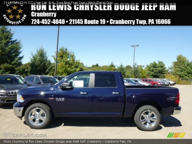 True Blue Pearl Coat / Black/Diesel Gray 2014 Ram 1500 SLT Crew Cab 4x4