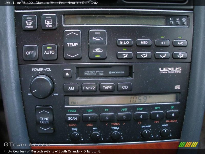 Diamond White Pearl Metallic / Dark Gray 1991 Lexus LS 400