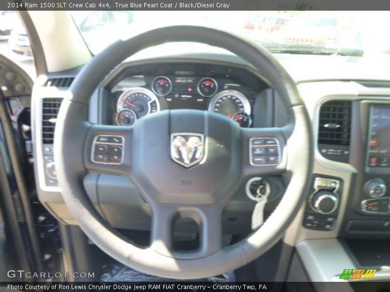 True Blue Pearl Coat / Black/Diesel Gray 2014 Ram 1500 SLT Crew Cab 4x4
