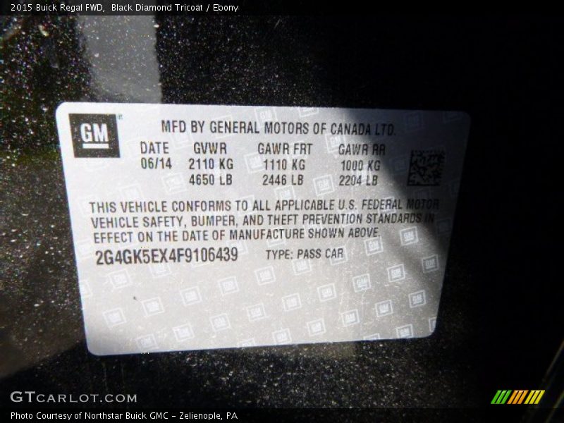 Black Diamond Tricoat / Ebony 2015 Buick Regal FWD
