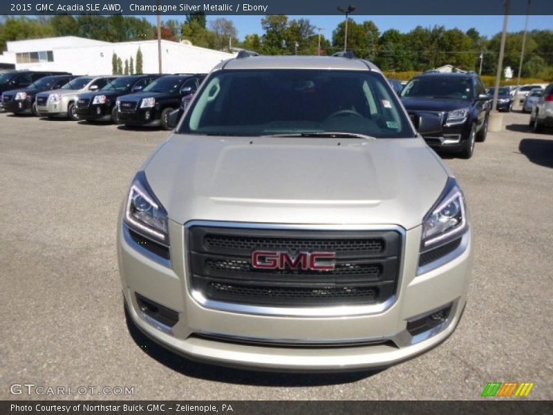 Champagne Silver Metallic / Ebony 2015 GMC Acadia SLE AWD
