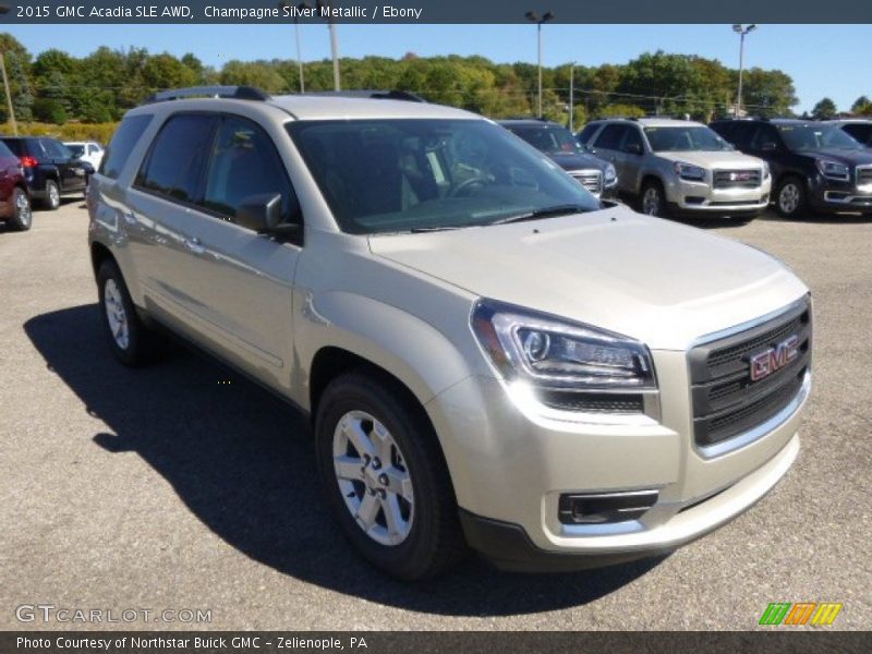 Champagne Silver Metallic / Ebony 2015 GMC Acadia SLE AWD