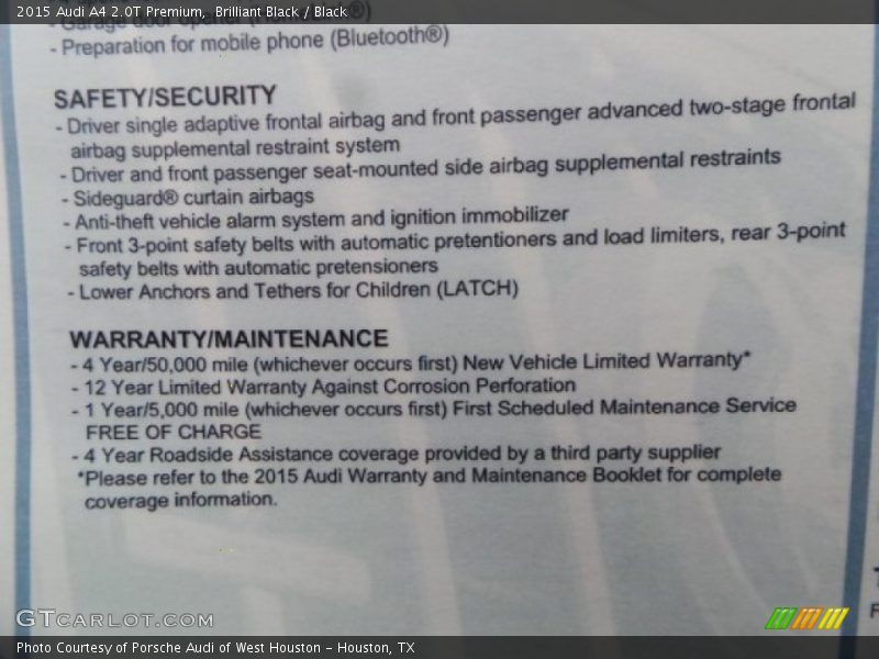 Brilliant Black / Black 2015 Audi A4 2.0T Premium