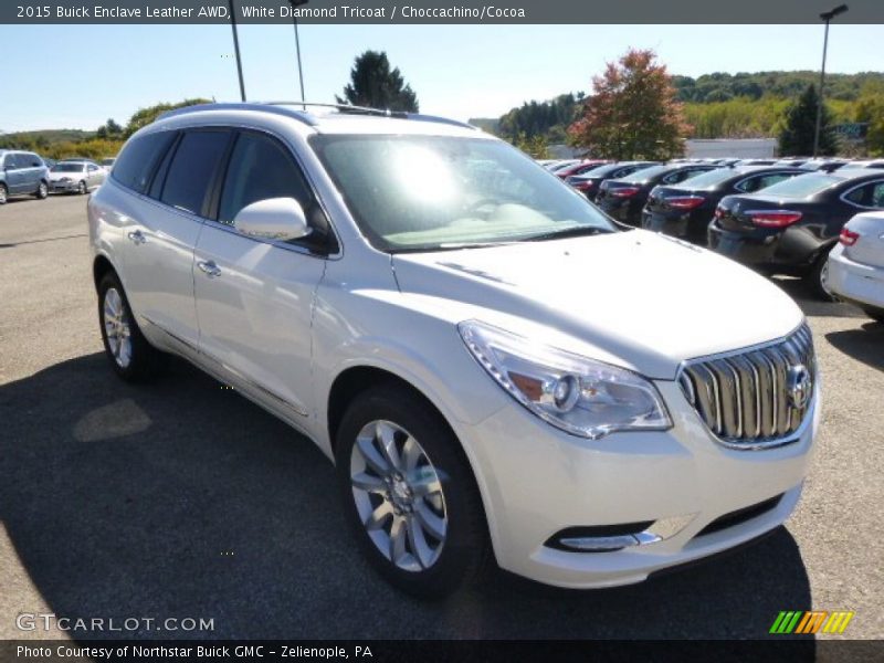 White Diamond Tricoat / Choccachino/Cocoa 2015 Buick Enclave Leather AWD