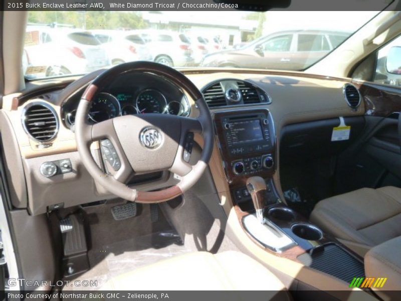 White Diamond Tricoat / Choccachino/Cocoa 2015 Buick Enclave Leather AWD